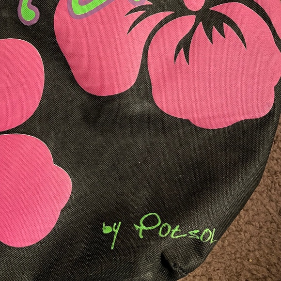 Mallorca black/pink double strap canvas tote - Picture 3 of 4